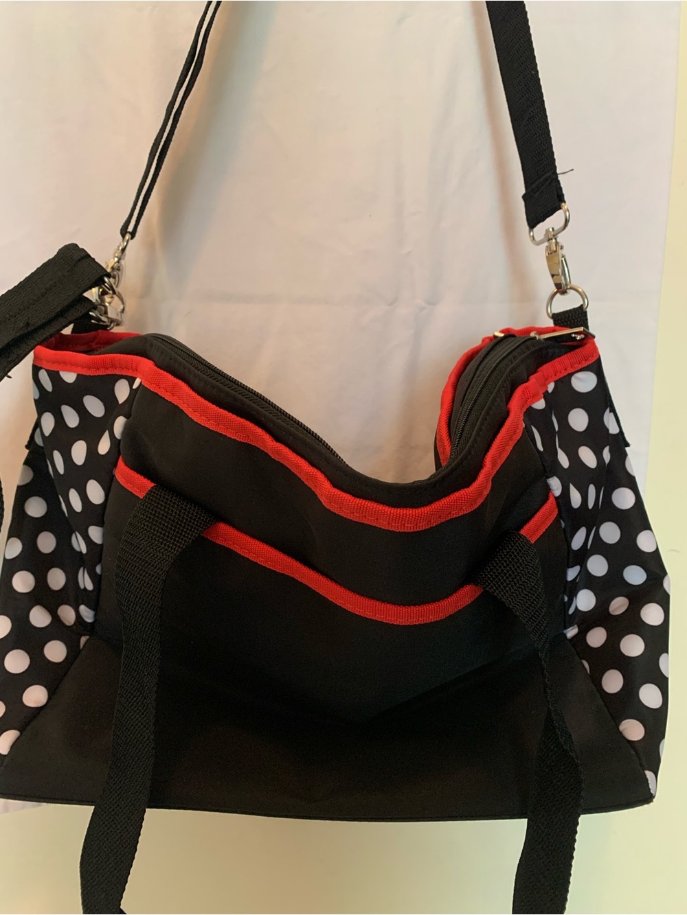 Disney Minnie Mouse Black Polka Dot Convertible Tote Shoulder Bag or Diaper Bag - Picture 2 of 5